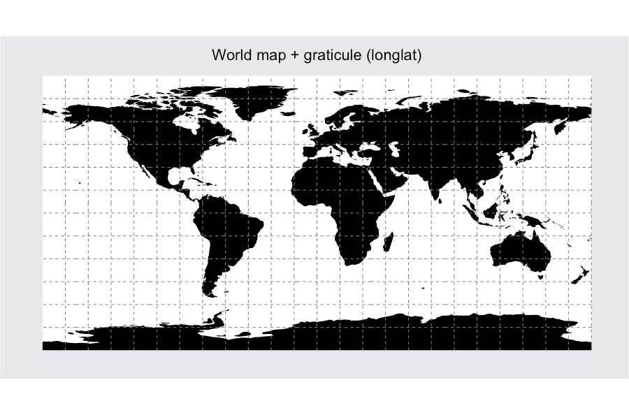 World map in ggplot plus graticule and bounding box